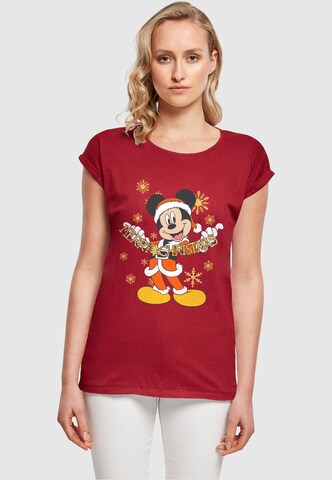 T-shirt 'Mickey Mouse - Merry Christmas Gold' ABSOLUTE CULT en rouge : devant