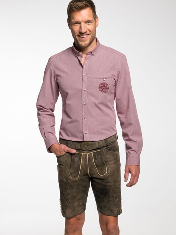 SPIETH & WENSKY Slim Fit Trachtenhemd 'FCB - Erek' in Rot: Vorderseite