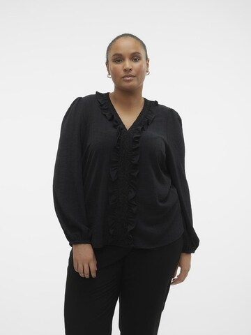 Vero Moda Curve Blouse 'CAREN' in Zwart: voorkant