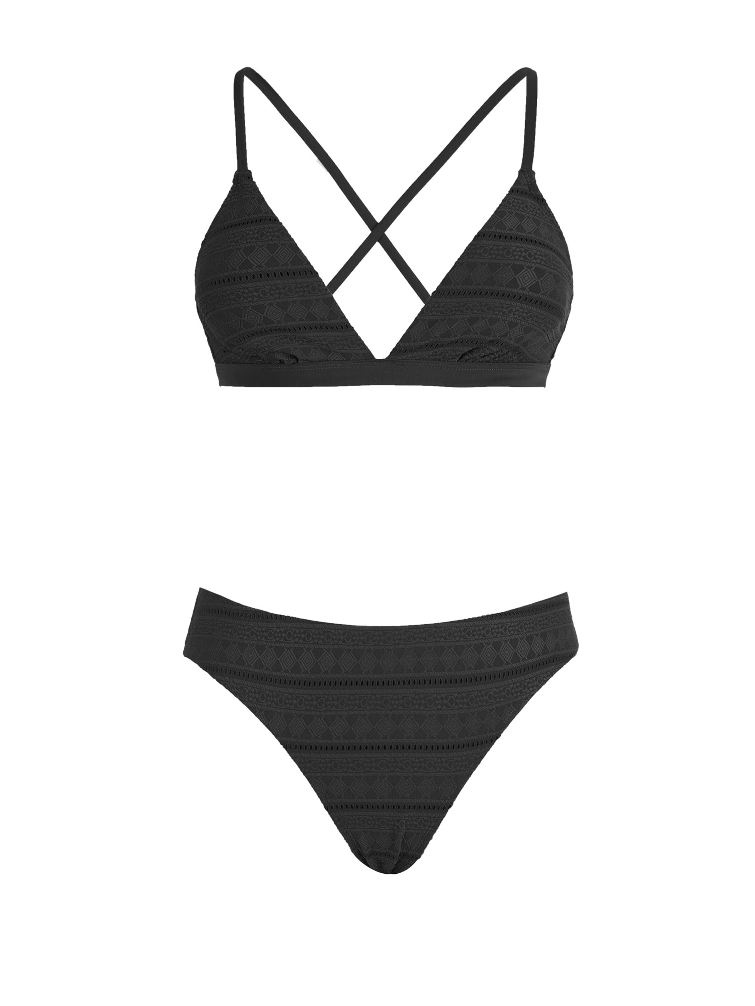 Cupshe Trikotni nedrčki Bikini 'Triangle' | črna barva: sprednja stran