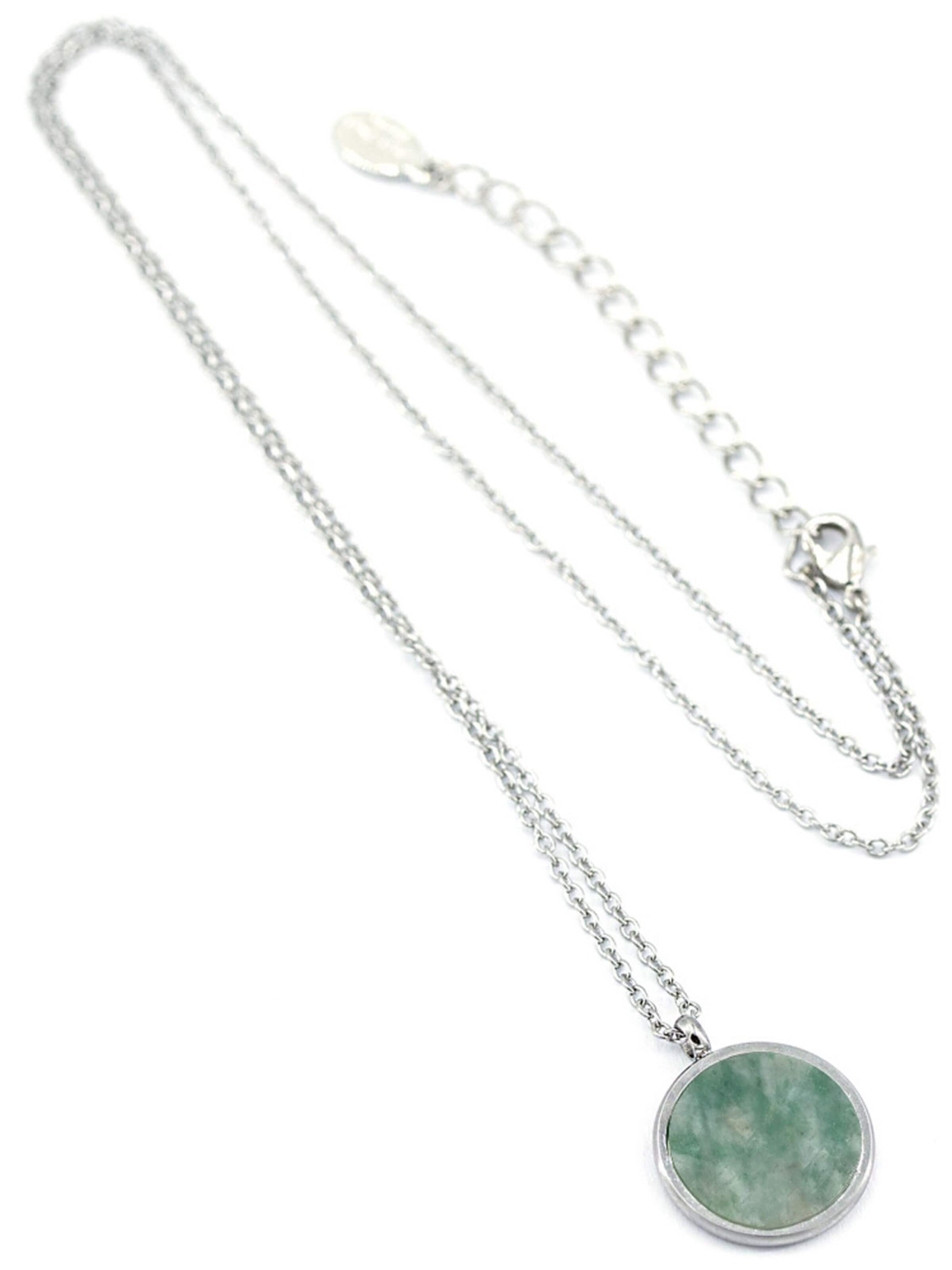 Sergio Engel Necklace 'Beach Kette 02 Elegante Edelstahlkette mit Natursteinanhänger' in Green: front