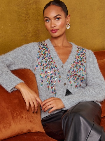 Cardigan love & roses en gris