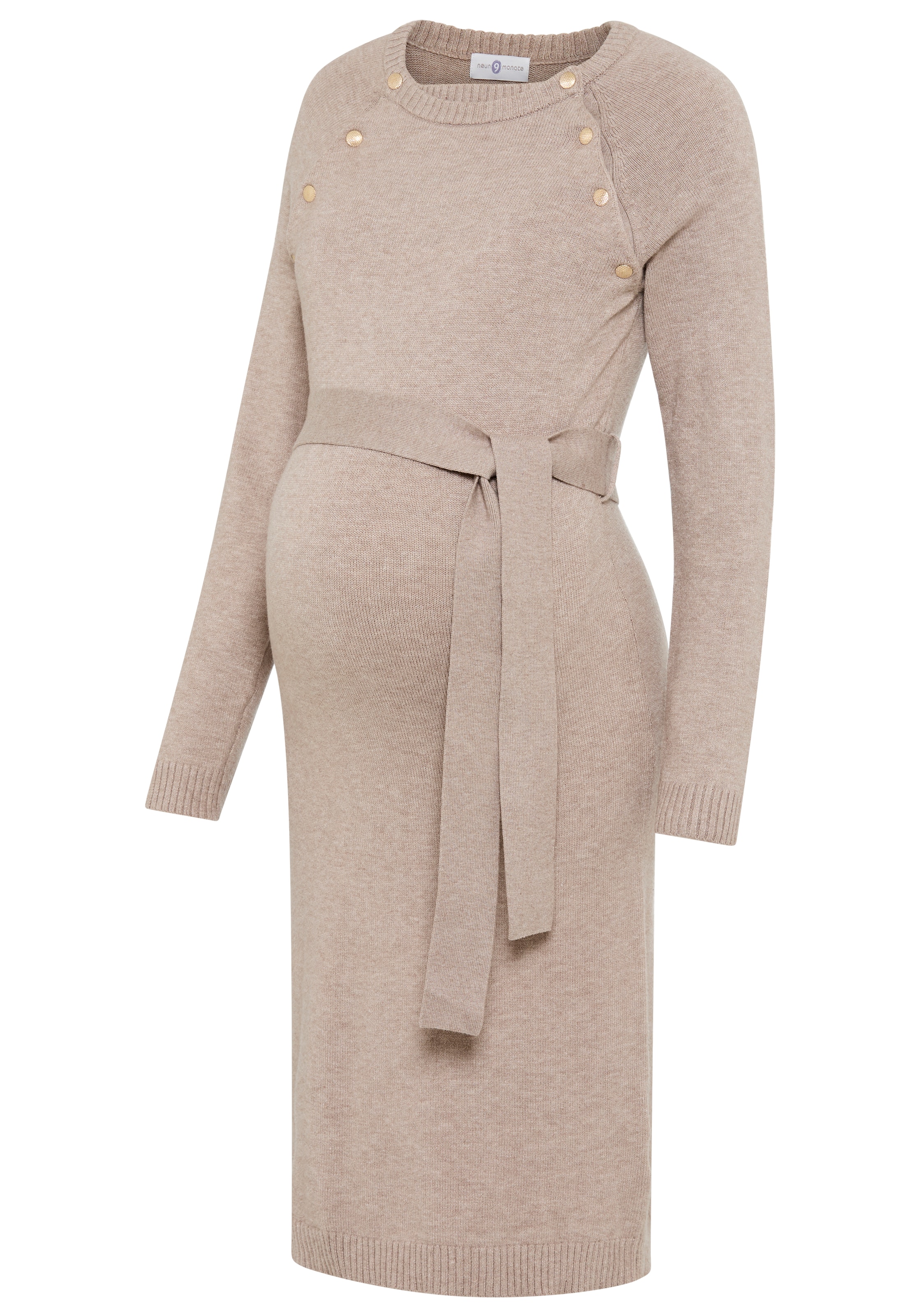 Neun Monate Dress in Beige: front