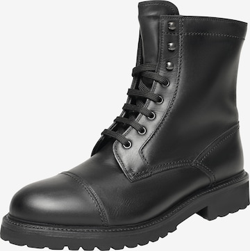 Henry Stevens Schnürboots 'Barkley' in Schwarz: predná strana