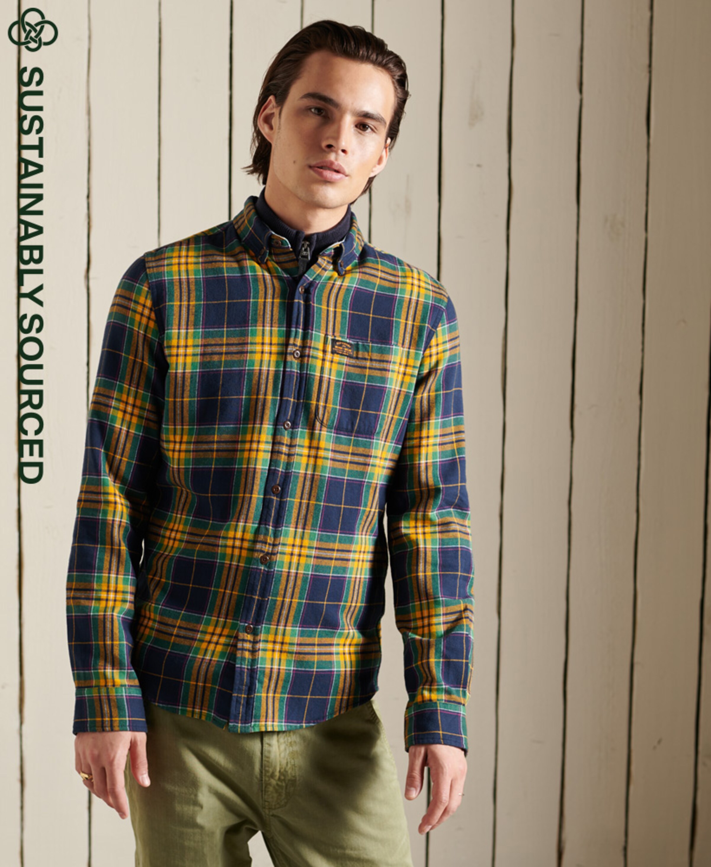 Männer Hemden Superdry SUPERDRY Heritage Lumberjack-Hemd aus Bio-Baumwolle in Gold - JN26422 Männer Hemden Superdry SUPERDRY Heritage Lumberjack-Hemd aus Bio-Baumwolle in Gold - JN26422