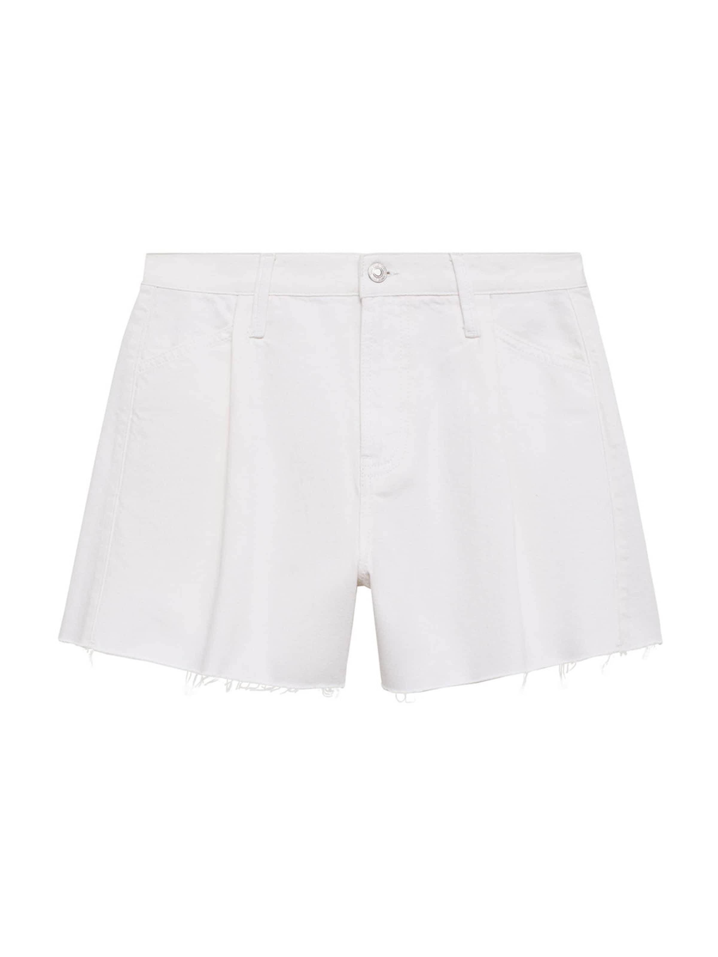 MANGO regular Bukser med lægfolder 'Ibiza' i hvid: forside