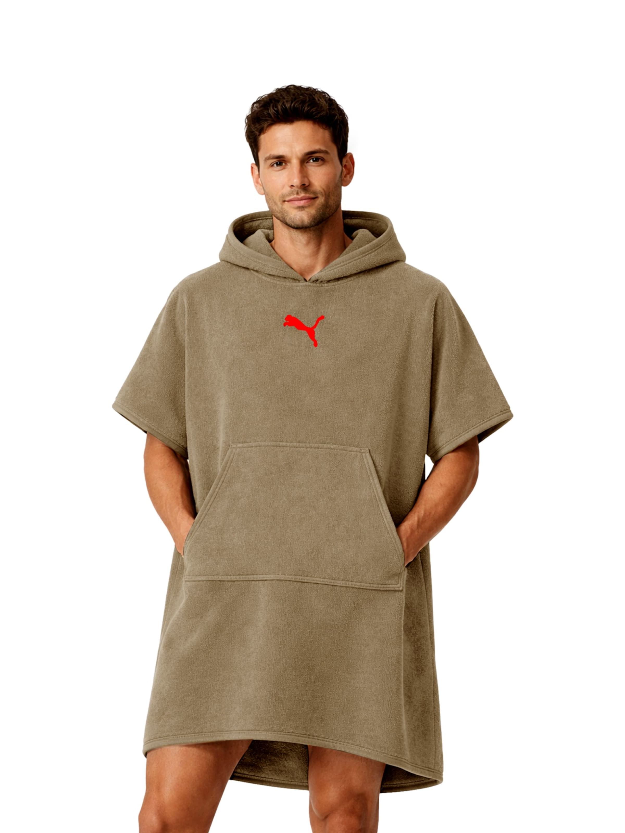 PUMA Badjas kort 'ADDITIONS' in Beige: voorkant