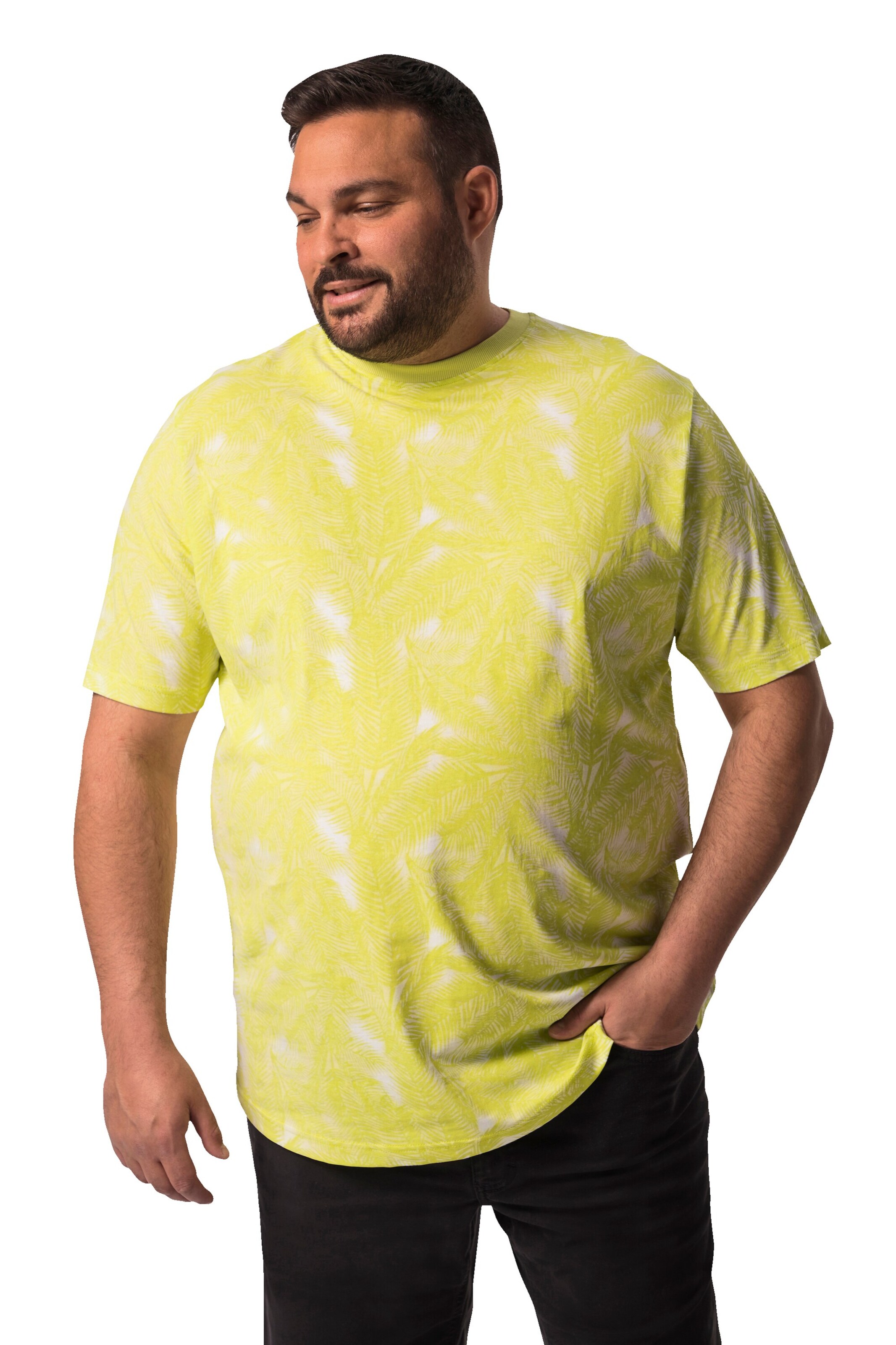 Men Plus Shirt in Yellow: front