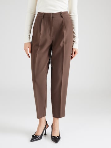 BRUUNS BAZAAR Tapered Pleated Pants 'Cindy Dagny' in Brown: front