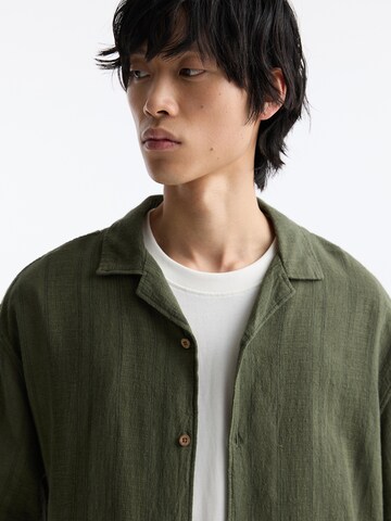 Pull&Bear Comfort fit Button Up Shirt in Green