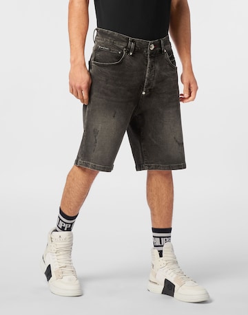 Philipp Plein Regular Jeans 'Skull' in Grijs: voorkant
