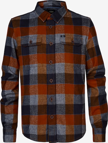 Petrol Industries Regular fit Overhemd 'Cook' in Bruin: voorkant