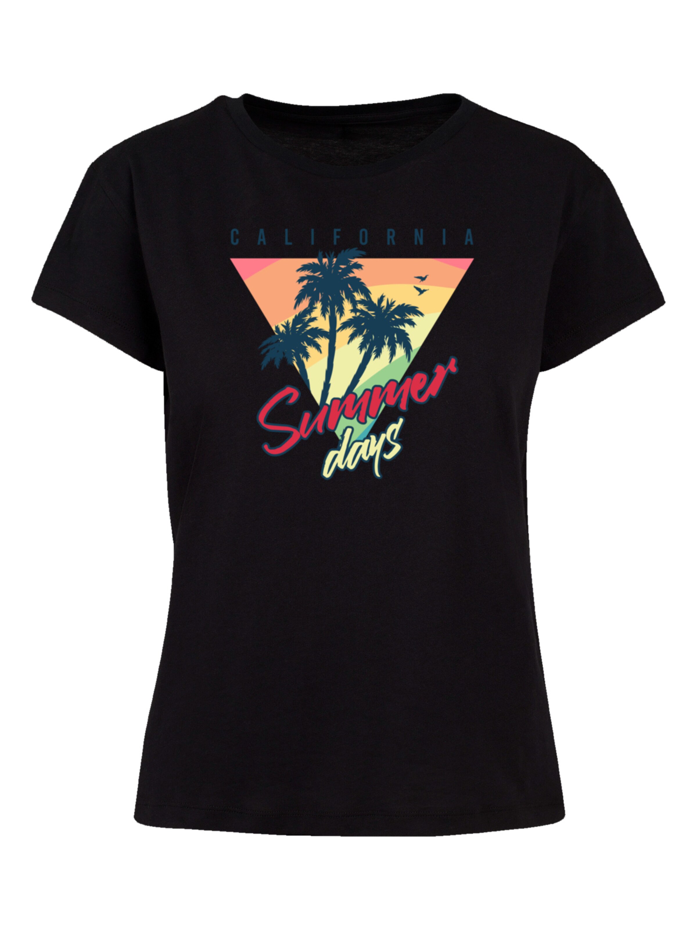 T-shirt 'California Palmen Retro' F4NT4STIC en noir : devant