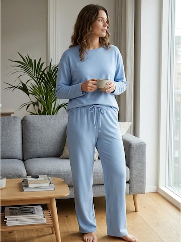 By Louise Pyjama 'by Louise Women's Homewear Loungewear Long Soft & Comfortable Light Blue' in Blauw