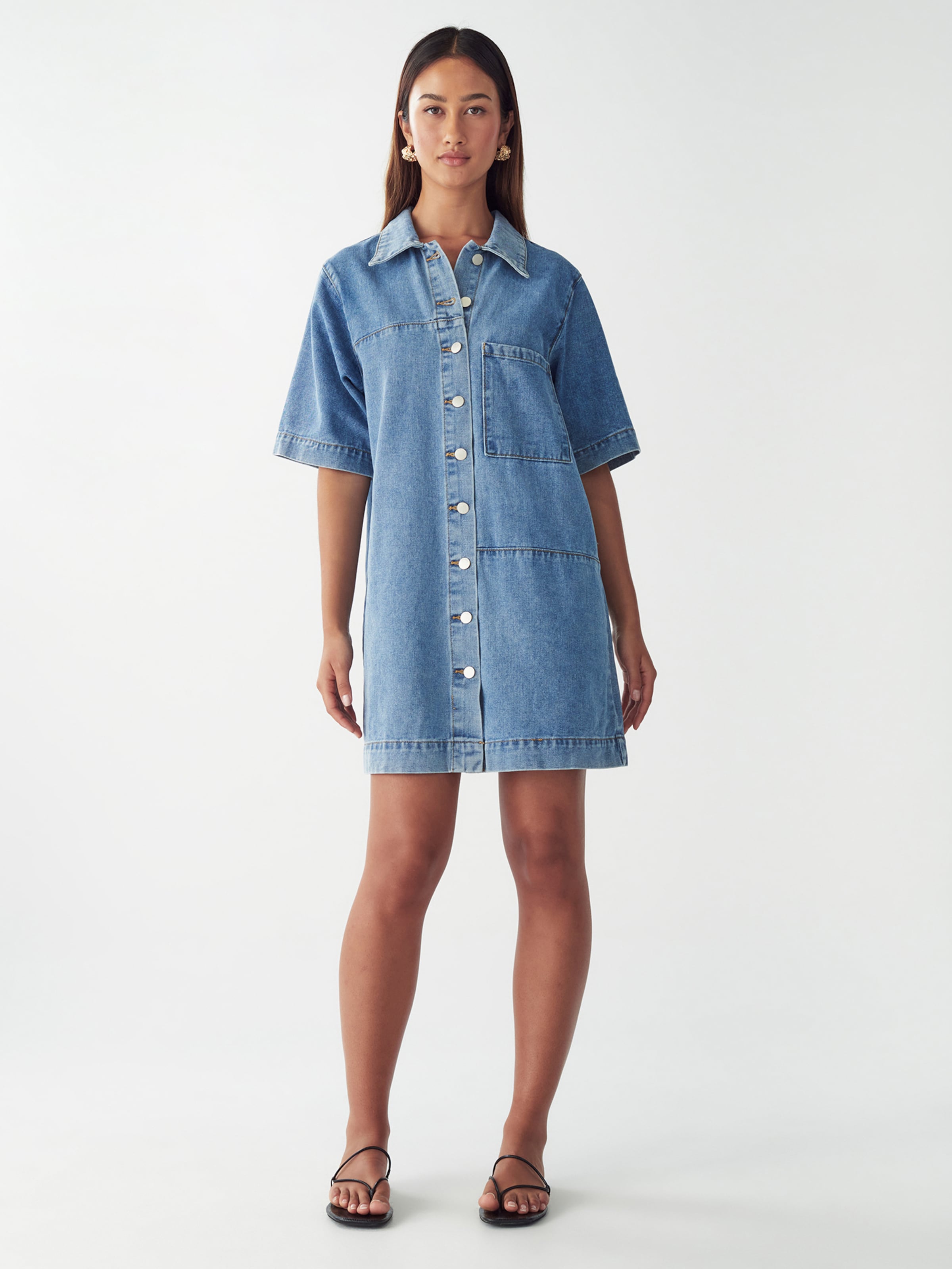 St MRLO Blousejurk 'DENIM SHIRT DRESS' in Blauw