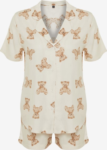 TrendyolKratke hlače za spavanje - bež boja: prednji dio