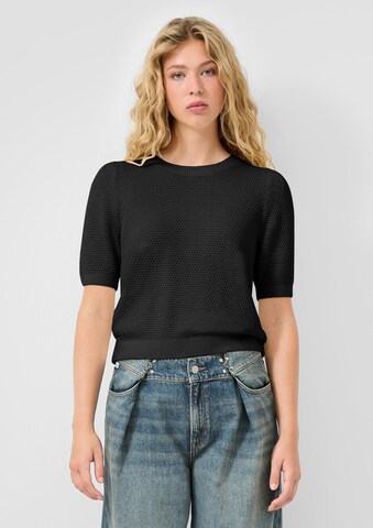 QS Strickpullover in Schwarz: Vorderseite