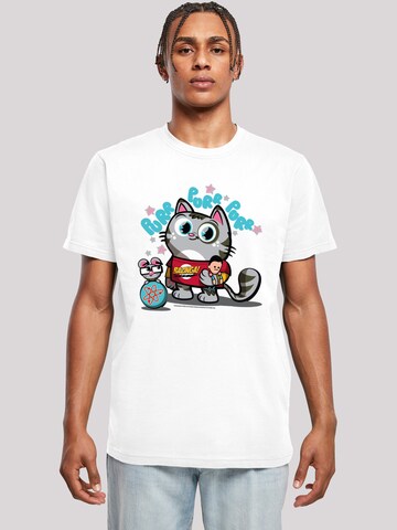 T-Shirt 'Bazinga Kitty' F4NT4STIC en blanc : devant