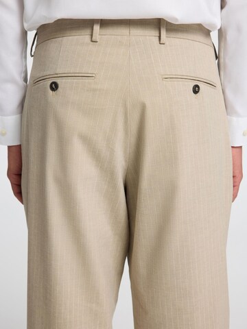 SELECTED HOMME Loosefit Bandplooibroek in Beige