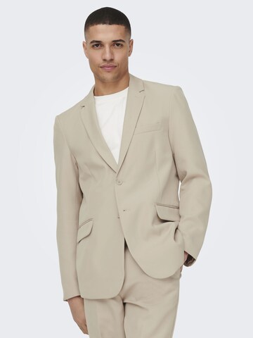 Coupe slim Veste de costume Only & Sons en beige : devant