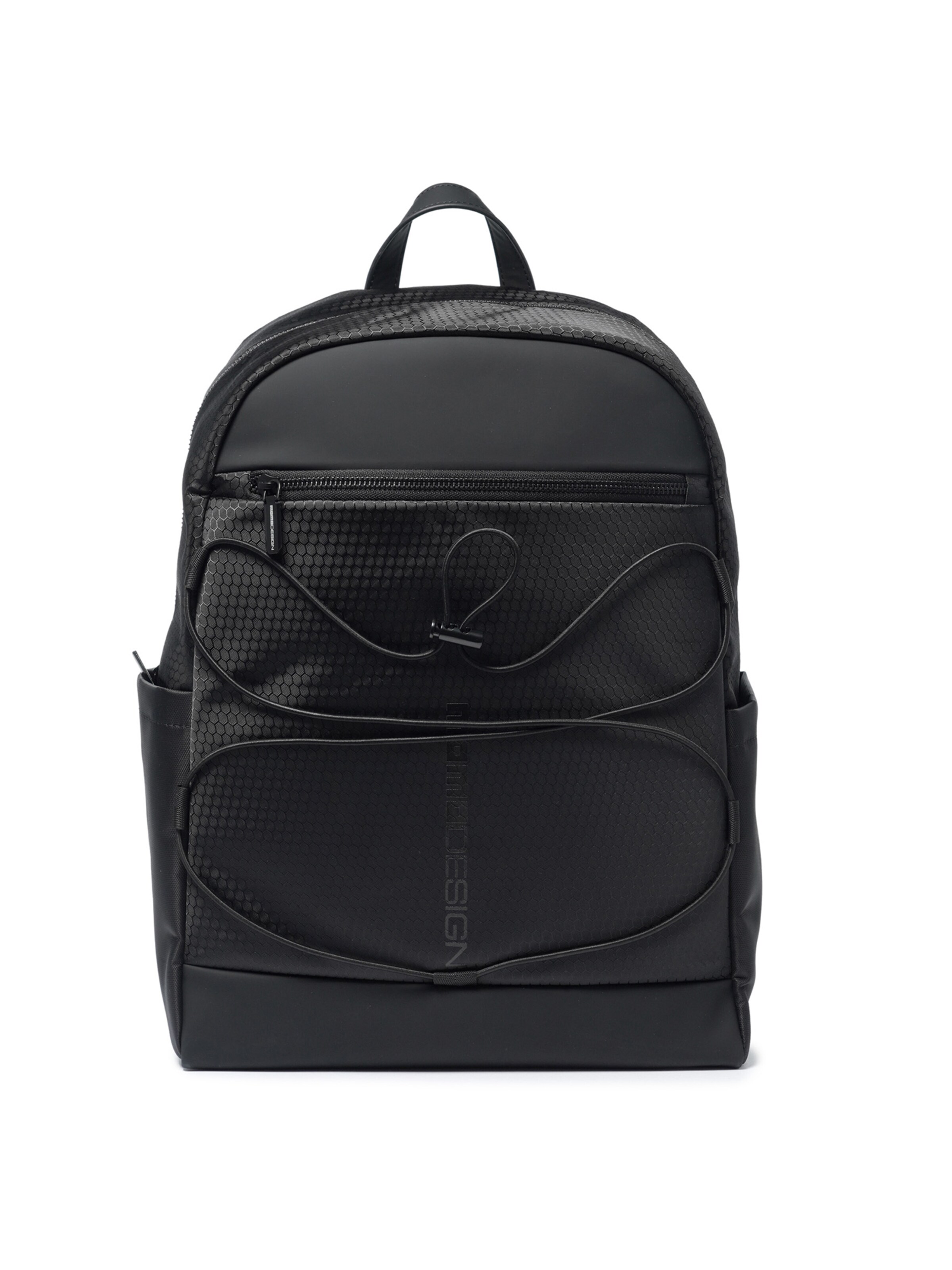 Zaino 'Zaino Uomo Poliuretanico con Zip e Tasche Organizzate 43x30x13 cm' di Momo Design in nero: frontale