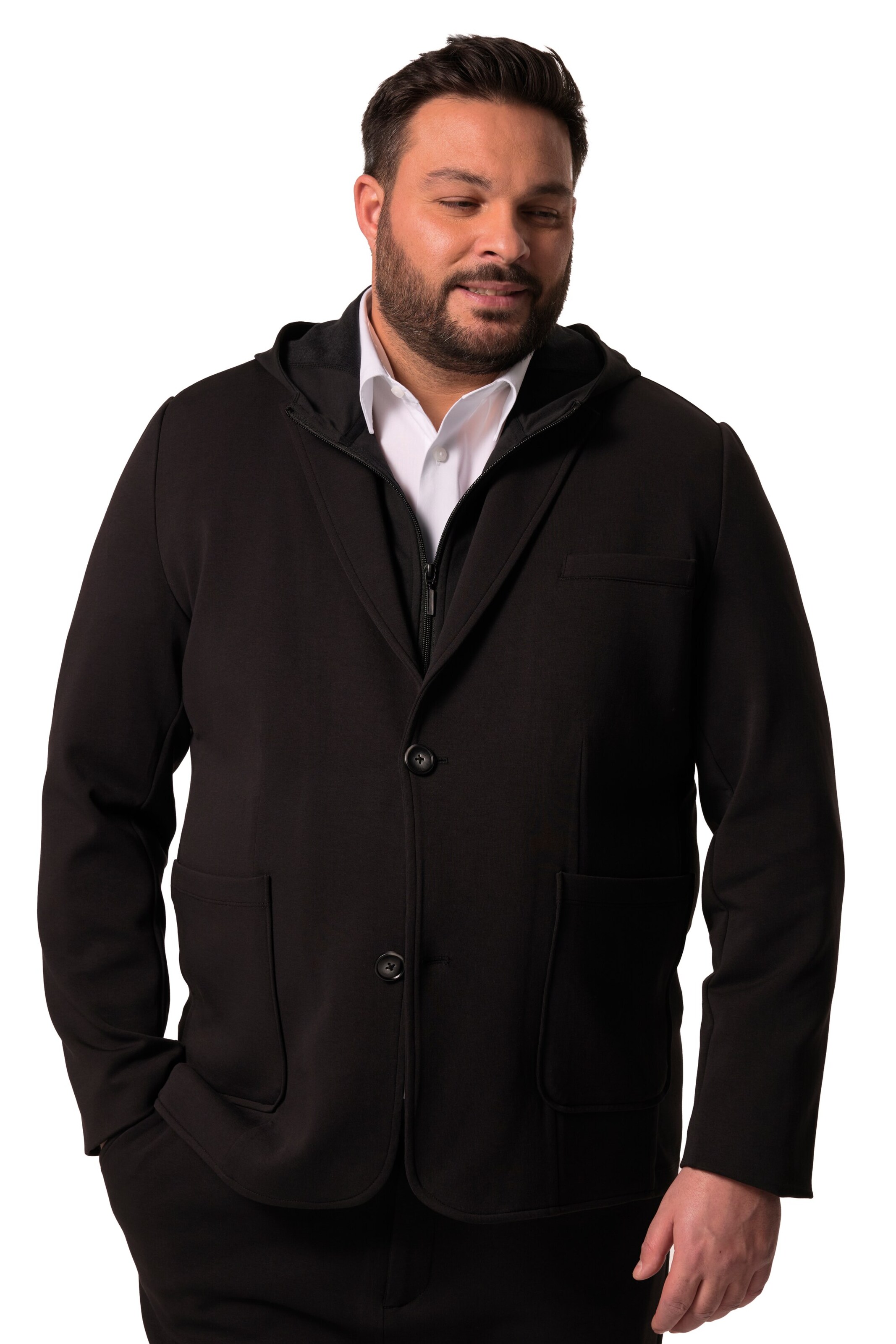 Men Plus Regular fit Blazer in Black: front