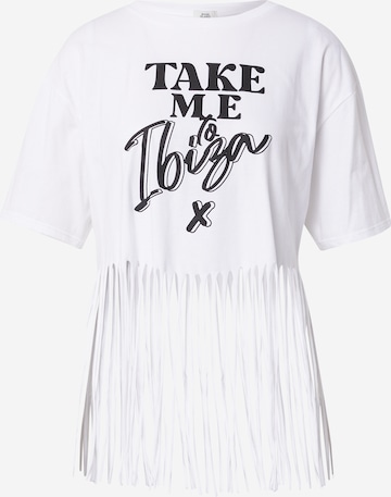 balts River Island T-Krekls 'TAKE ME TO IBIZA': no priekšpuses