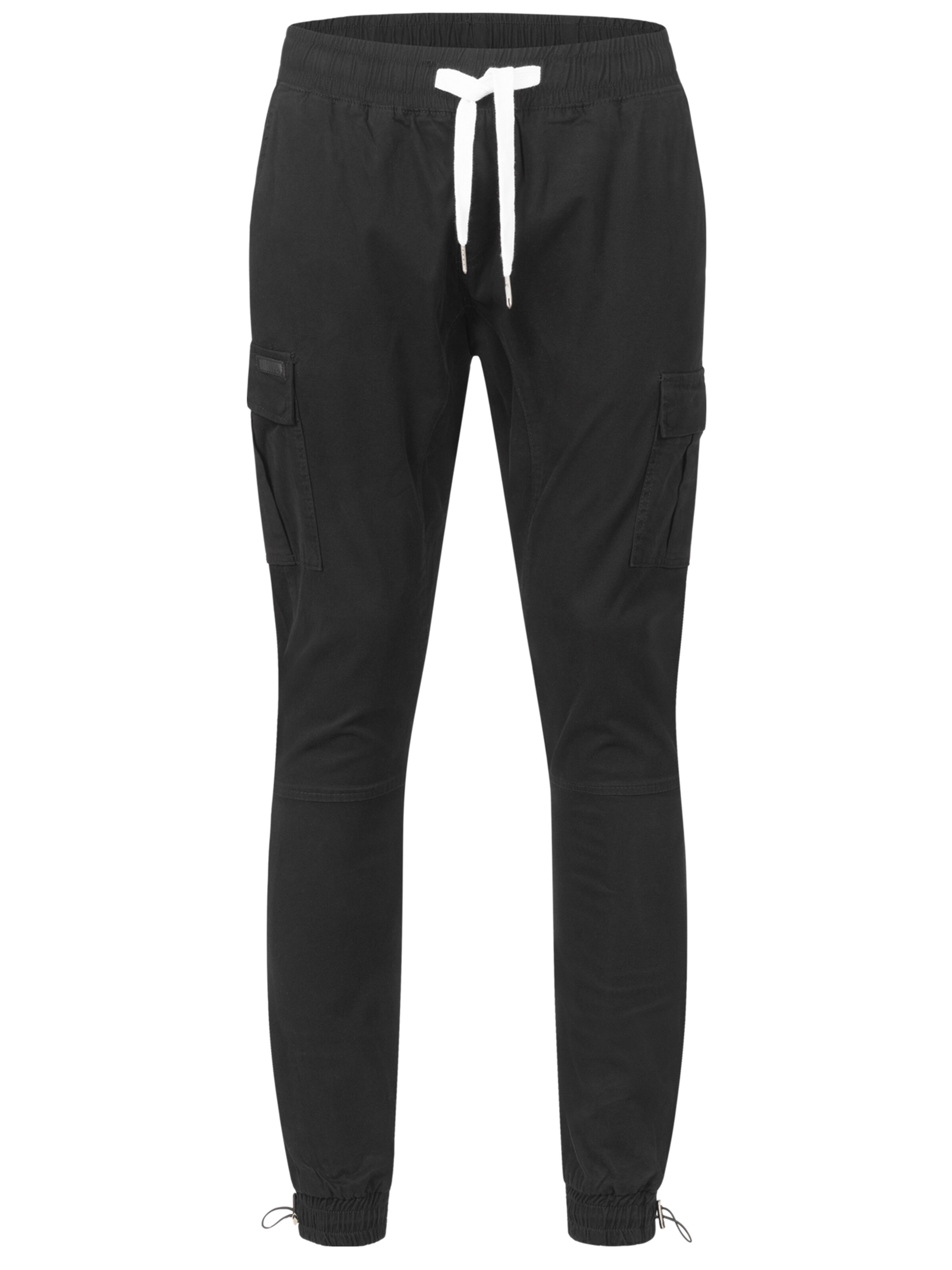 behype Cargohose 'LENNY' in Schwarz: Vorderseite