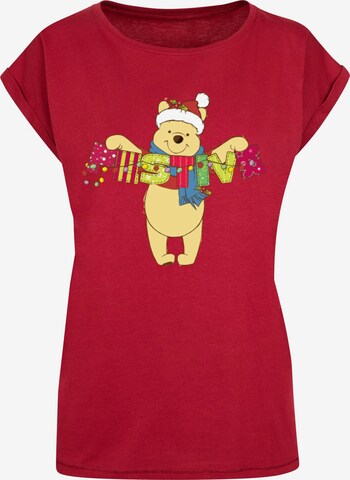 Maglietta 'Winnie The Pooh - Festive' di ABSOLUTE CULT in rosso: frontale