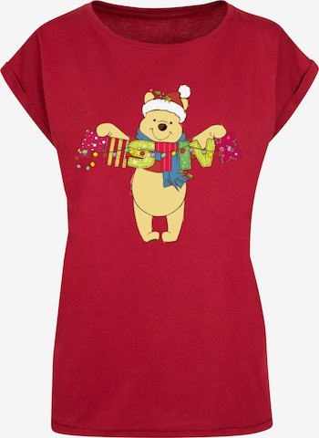 ABSOLUTE CULT Shirt 'Winnie The Pooh - Festive' in Red: front