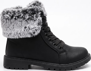 TorWeit Booties 'Fluffy Lace Up Winter Boots' in Black: front
