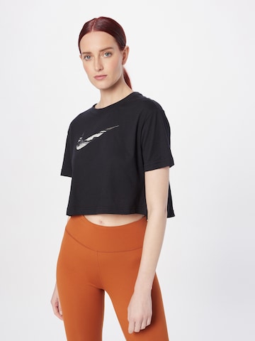 NIKE - Camisa funcionais 'Swoosh' em preto: frente