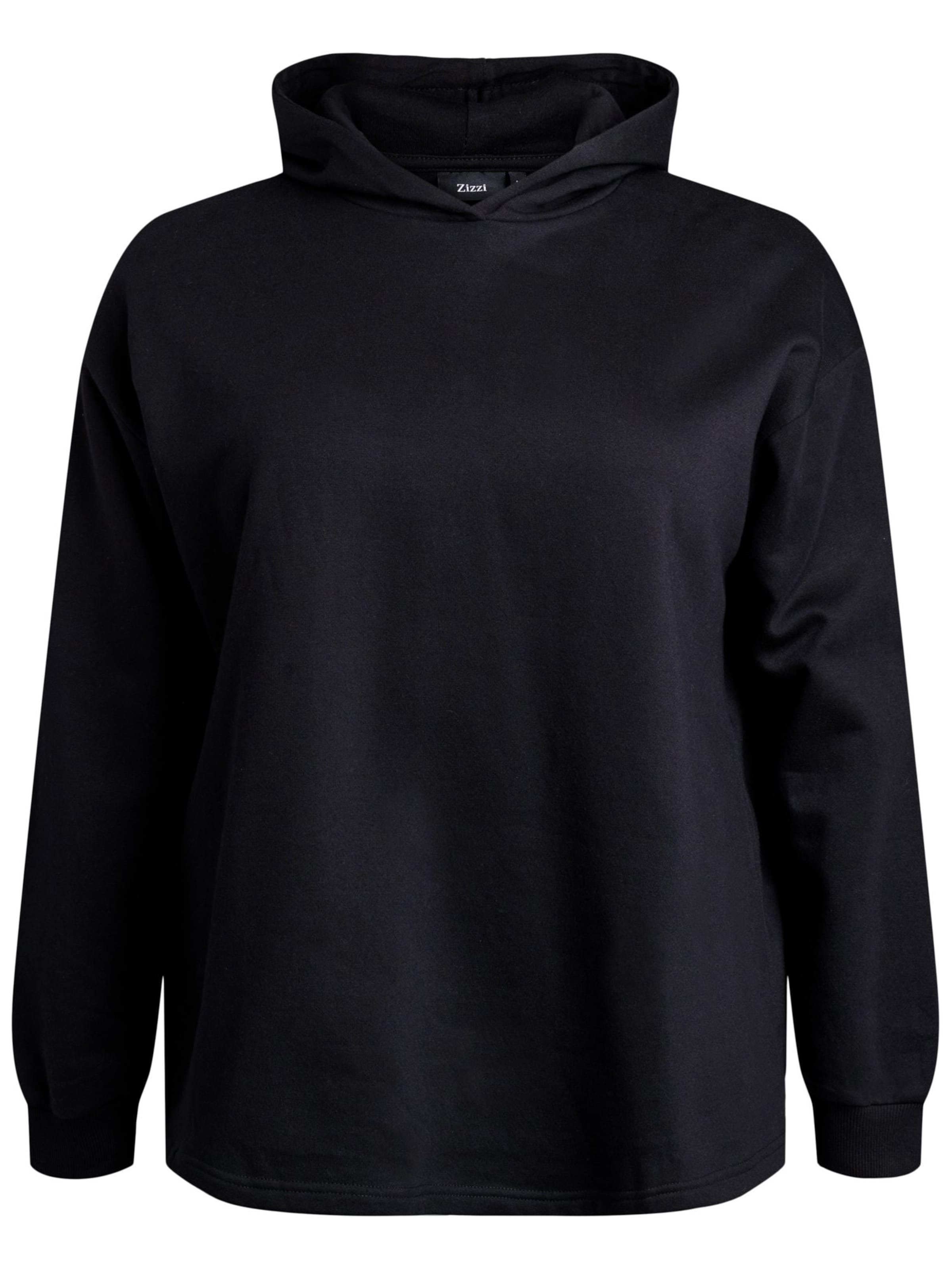 Zizzi Sweatshirt 'Mrikke' in Black: front