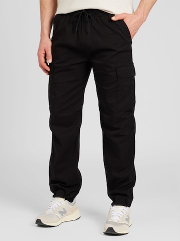 Effilé Pantalon cargo HOLLISTER en noir : devant