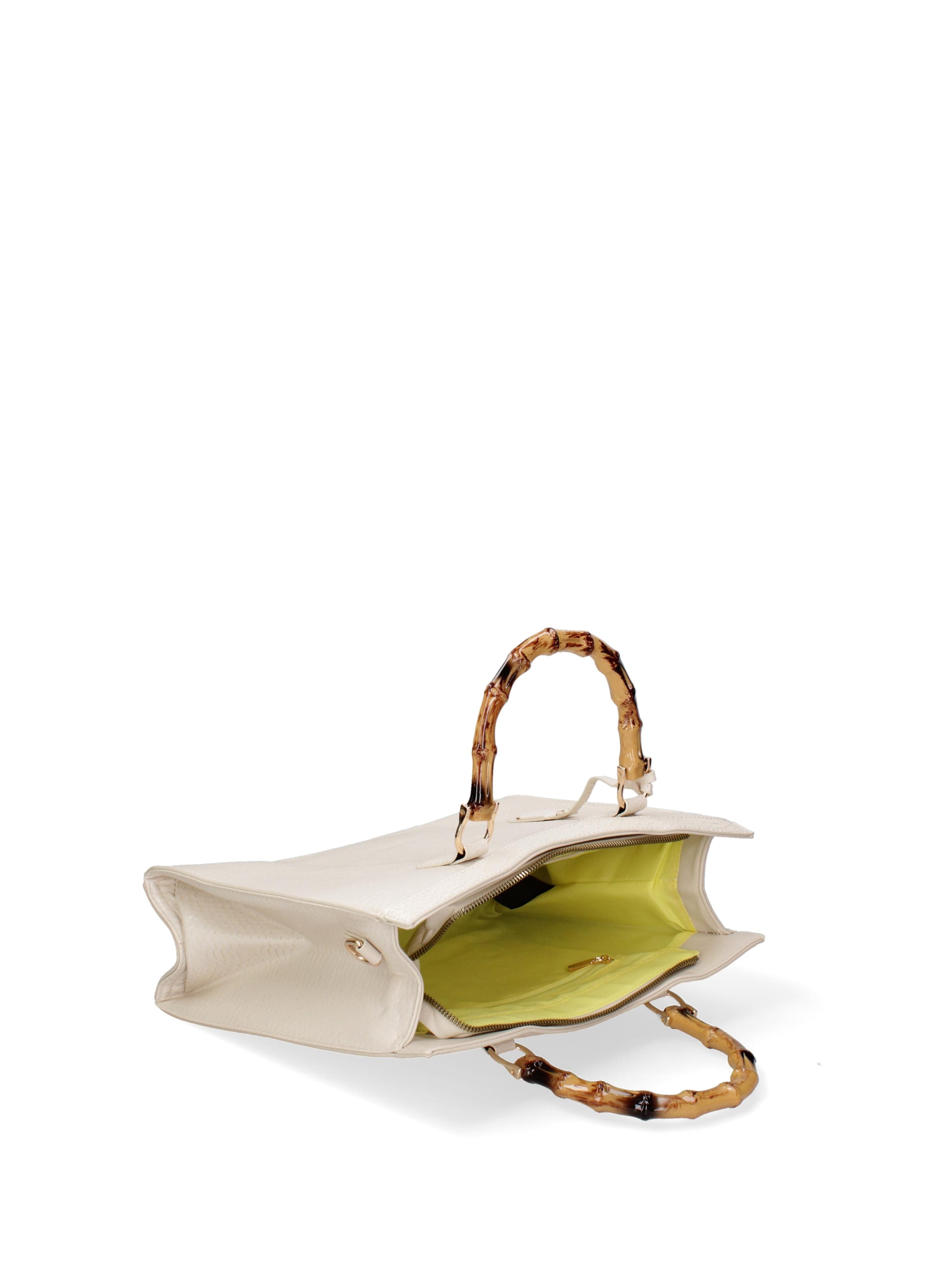 Borsa a spalla 'Borsa a Spalla Donna Ecopelle Vegana con Manico Bambù' di Diana&Co. in beige