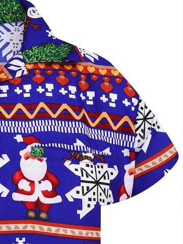 King Kameha Regular Fit Hemd 'Christmas Rows'‌ in Blau