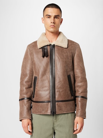 Dondup Between-season jacket 'SHEARLING' in Brown: front