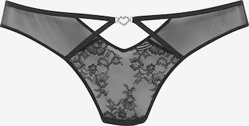 PETITE FLEUR GOLD String in Black: front