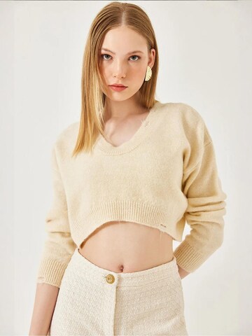 Pull-over Bianco Lucci en beige : devant