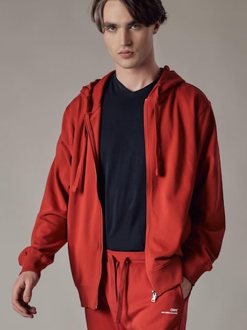 Felpa 'Felpa con Cappuccio e Zip' di OWN Off With Nature in rosso: frontale