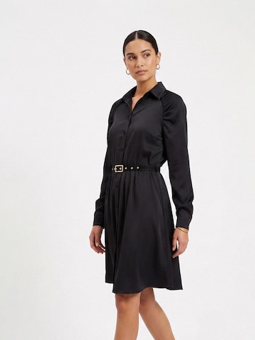 Abito 'Gathered Raglan Sleeve Viscose Midi Shirt Dress With Belt' di AVENUE N°29 in nero