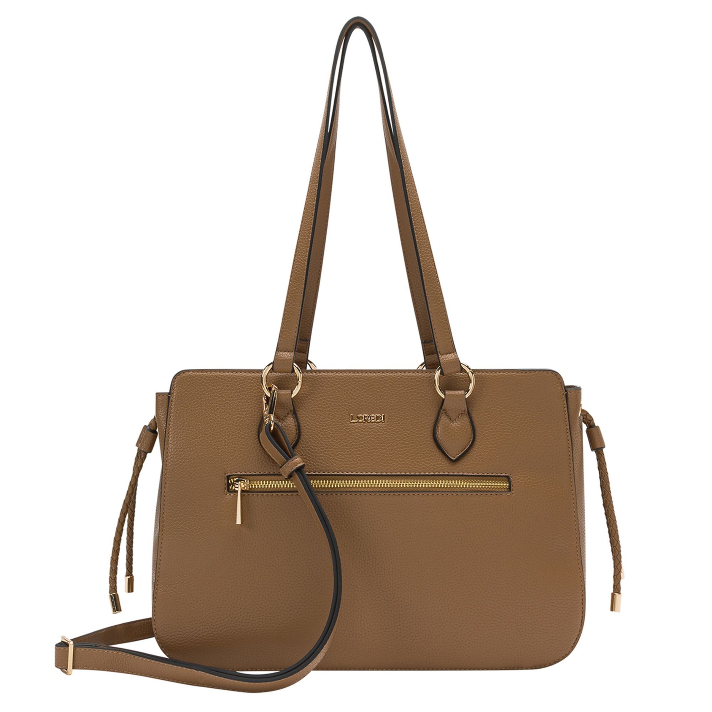 L.CREDI Schoudertas 'Nova' in Bruin: voorkant