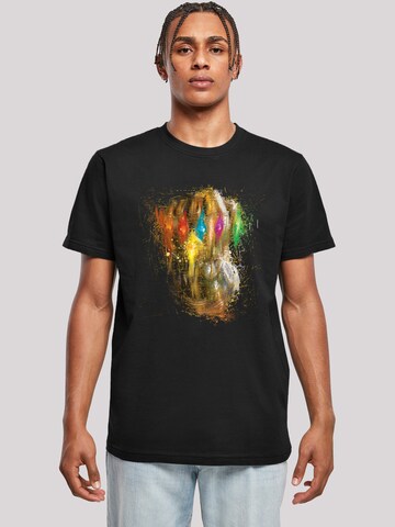 F4NT4STIC Shirt 'Marvel Avengers Endgame Infinity Gauntlet Splatter' in Zwart: voorkant