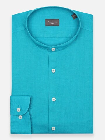 Camicia business 'Caravaggio Linen Man Shirt Green' di 7Camicie in blu: frontale