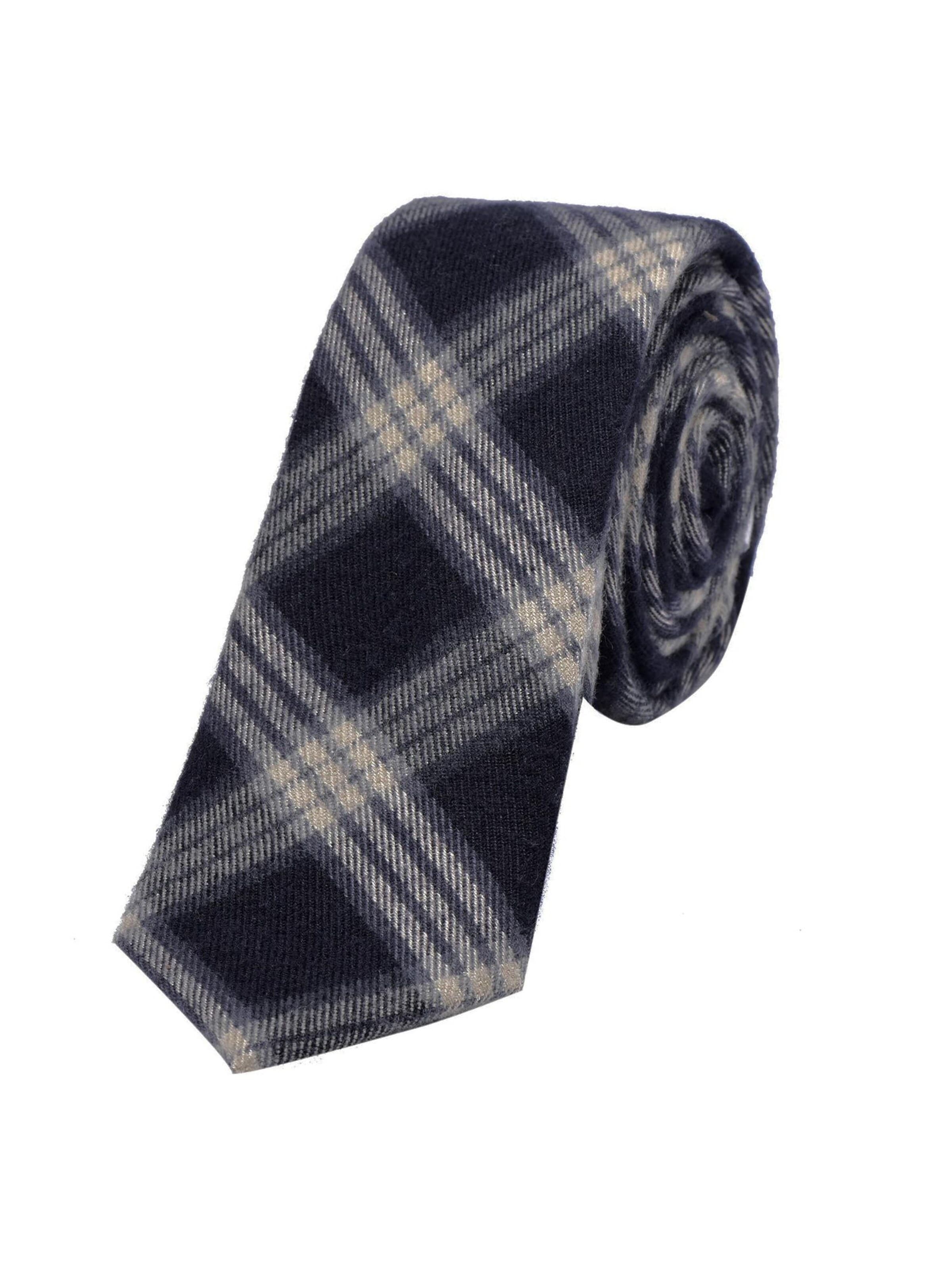 DonDon Krawatte 'DonDon Herren Krawatte 6 cm Baumwolle dunkelblau-creme kariert'‌‌‌‌‌‌‌‌‌‌ in Blau: Vorderseite