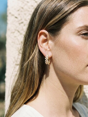 Nemomatheo Earrings 'Athena - Vergoldete Creolen mit Blätterdesign' in Gold: front