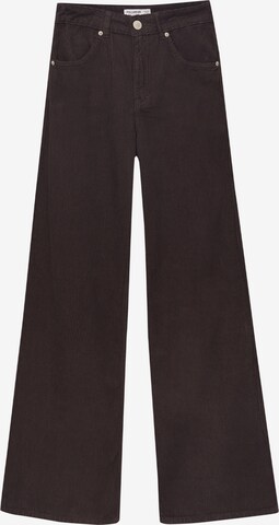 Pull&Bear Wide leg Trousers in Brown: front