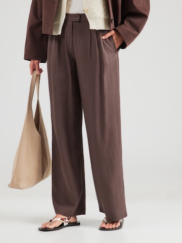 COMMA Wide leg Bandplooibroek in Bruin: voorkant