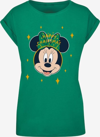 ABSOLUTE CULT Shirt 'Minnie Mouse - Happy Christmas' in Groen: voorkant