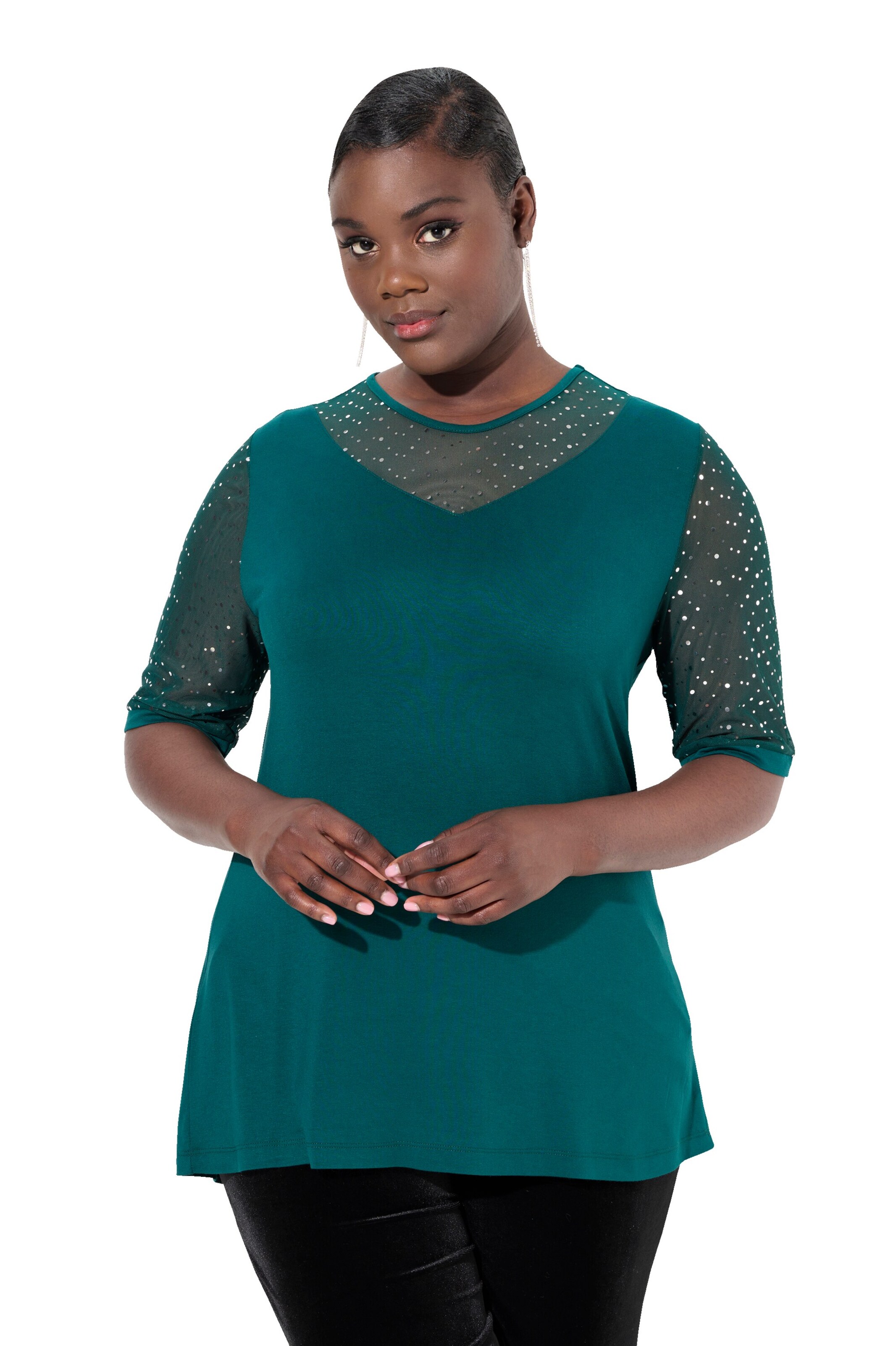 T-shirt Ulla Popken en vert : devant